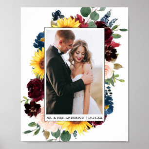 Poster Casamento Floral Misturado Elegante