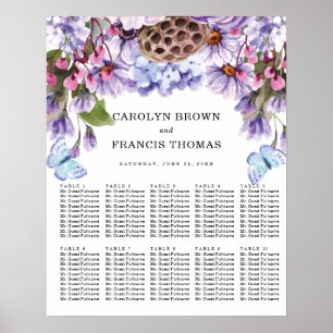 Poster Casamento Floral Purple Watercolor   Gráficos de S