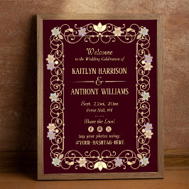 Poster Casamento Floral Rococó Revival Elegante Vintage