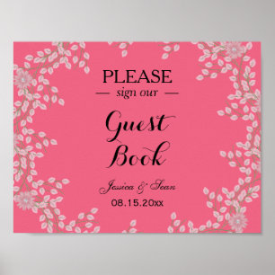Póster Casamento Floral Rosa Chic e Pérolas