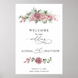 Poster Casamento Floral Rosa Empoeirado