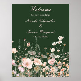 Poster Casamento Floral Rosa Rosa-Blush Primavera