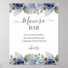 Poster Casamento Floral Rustic Blue Winter