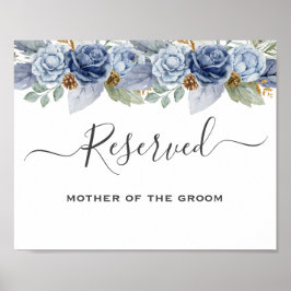 Poster Casamento Floral Rustic Blue Winter