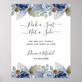 Poster Casamento Floral Rustic Blue Winter