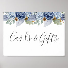 Poster Casamento Floral Rustic Blue Winter