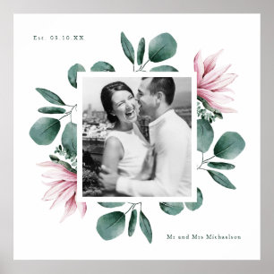 Poster Casamento Fotográfico de Moldura Verde Elegante
