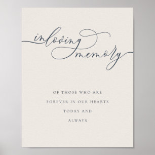Poster Casamento Funeral Marfim Marinha em Memória Amoros