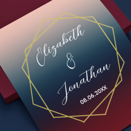 Poster Casamento Geométrico do Ombre Blush Marinho Burgun