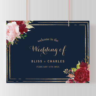 Poster Casamento Geométrico Dourado e Tropical Vermelha