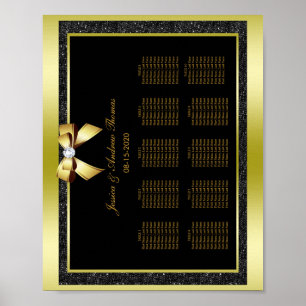 Poster Casamento Glamouroso Arco de Ouro & Brilho Preto
