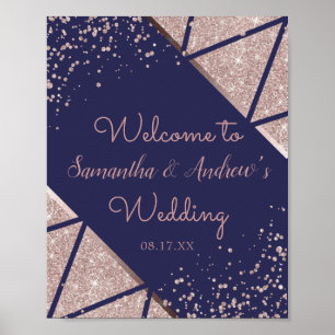 Poster Casamento Glitter de Confetti Dourado com o Rosa A