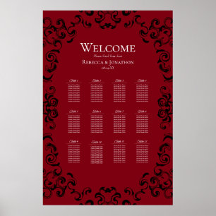 Poster Casamento Gótico Vermelho e Negro