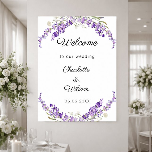 Poster Casamento lavanda aguarela bem-vinda (Criador carregado)
