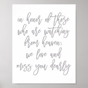 Poster Casamento Letra à Mão Chic Ausentes Queridos