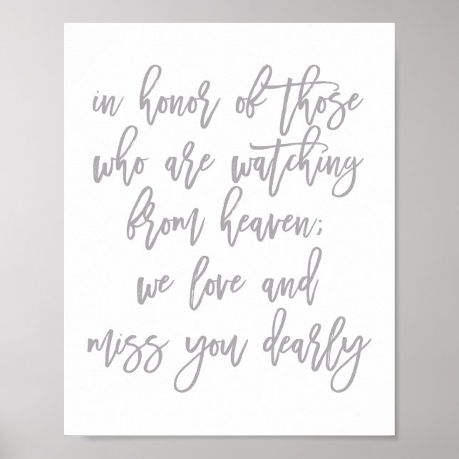 Poster Casamento Letra à Mão Chic Ausentes Queridos (Frente)