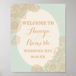 Poster Casamento Mehndi, Círculo Dotado de Mandala