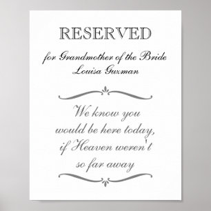 Poster Casamento Memorial Avó da Noiva Reservado