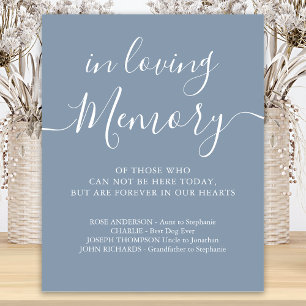 Poster Casamento Memorial Azul Empoeirado Em Memória Amor