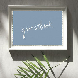 Poster Casamento Minimalista Azul Dusty de Script Moderno