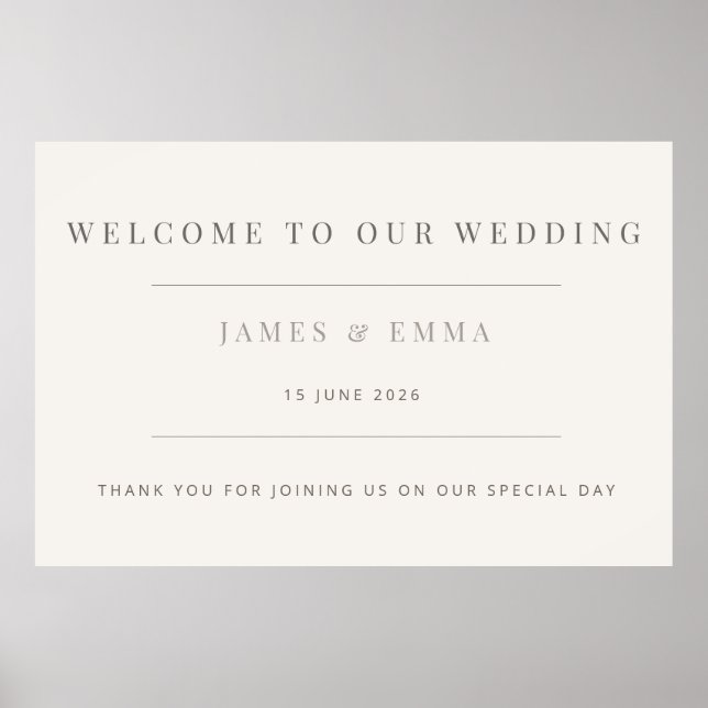 Poster Casamento Minimalista Branco Quente (Frente)