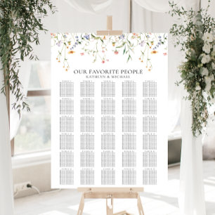 Poster Casamento Minimalista de Flor Selvagem 30 Assentos