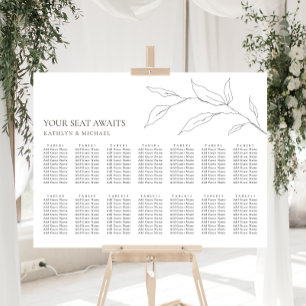Poster Casamento Minimalista De Folha De Oliva 14 Assento