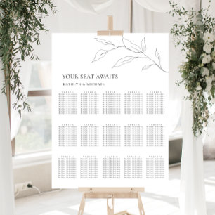 Poster Casamento Minimalista De Folha De Oliva 15 Assento