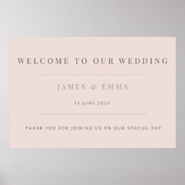 Poster Casamento Minimalista Rosa Quente