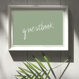 Poster Casamento Minimalista Verde do Script Moderno