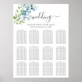 Poster Casamento Moderno com Eucalipto em Aquarela