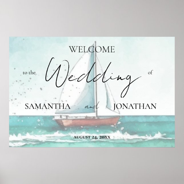 Poster Casamento moderno de cruzeiro de Watercolor (Frente)