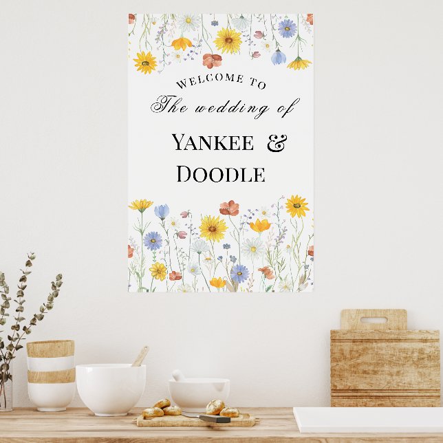 Poster Casamento moderno de primavera com flores silvestr (Cozinha)
