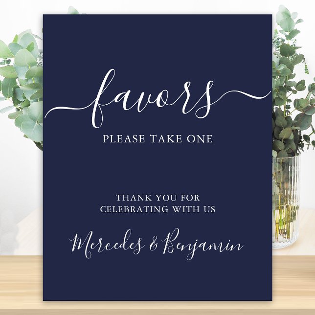 Poster Casamento Moderno Favorece Azul Marinho Personaliz (Criador carregado)