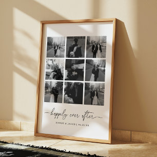 Poster Casamento Moderno Felizes para Sempre 9 Colagem de