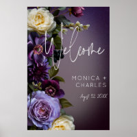 Casamento Moderno Floral de Roxo e Lavanda Escuro