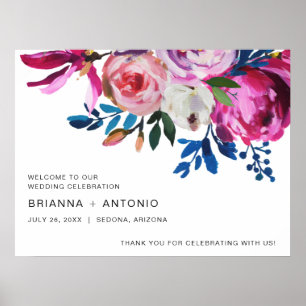 Poster Casamento Moderno Floral Rosa-Rosa-Brilhante-Brilh