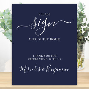 Poster Casamento Moderno Por Favor Assinar Marinho do Liv