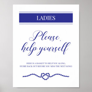 Poster Casamento Náutico marinho Azul Damas de Banhroom