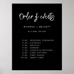 Poster Casamento negro contemporâneo Ordem dos eventos