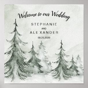 Poster Casamento no inverno de Árvores de Cores Aquátic