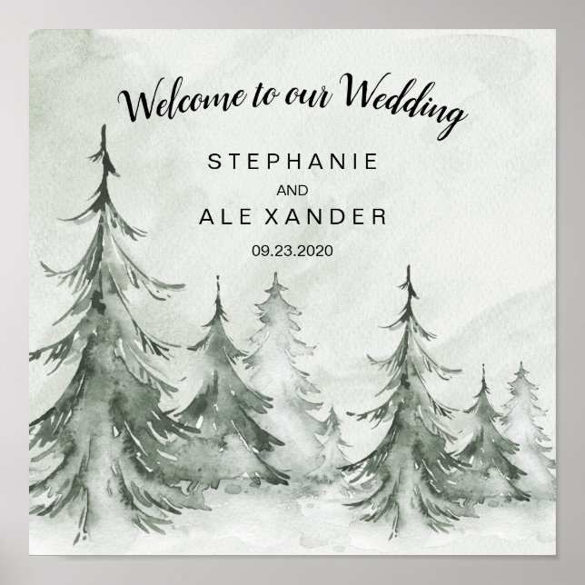 Poster Casamento no inverno de Árvores de Cores Aquáticas (Frente)