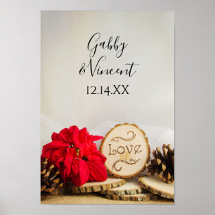 Poster Casamento no inverno Russo Red Poinsettia Woodland