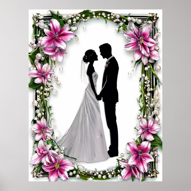 Poster Casamento noivo e noivo Silhouettes (Frente)