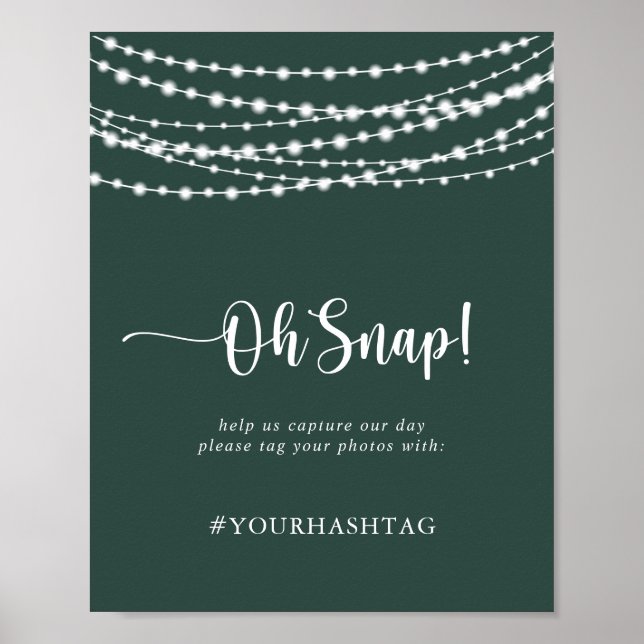 Poster Casamento Oh Snap Rustic String Luz Verde (Frente)