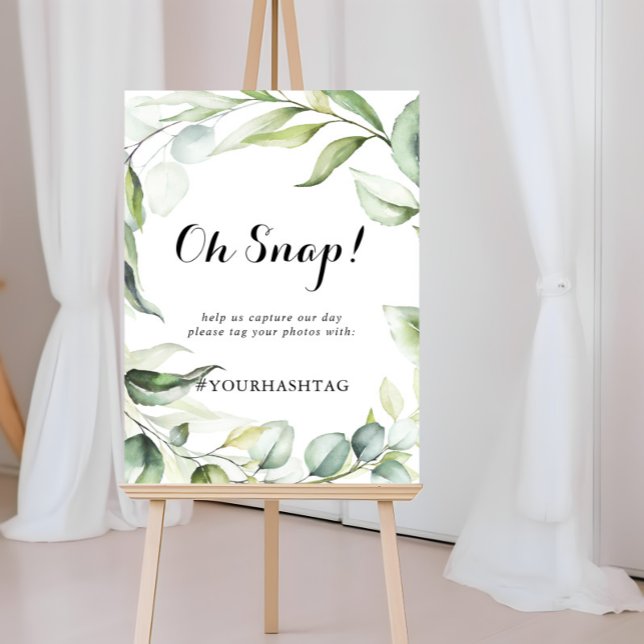 Poster Casamento Oh Snap Watercolor Eucalyptus Greenery (Criador carregado)
