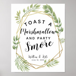 Póster Casamento ou partido de cristal do s'more do verde