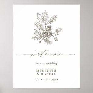 Poster Casamento outono Acorn & Pinecone Branch Welcome