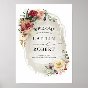 Poster Casamento outono elegante da flor rústica