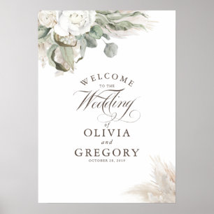 Poster Casamento outono Elegante Floral Floral do Pampas
